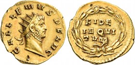 Gallienus, 253-268. Aureus (Gold, 21 mm, 4.31 g, 6 h), Rome, 262. GALLIENVS AVG Laureate head of Gallienus to right. Rev. FIDE/I EQI/TVM in three line...