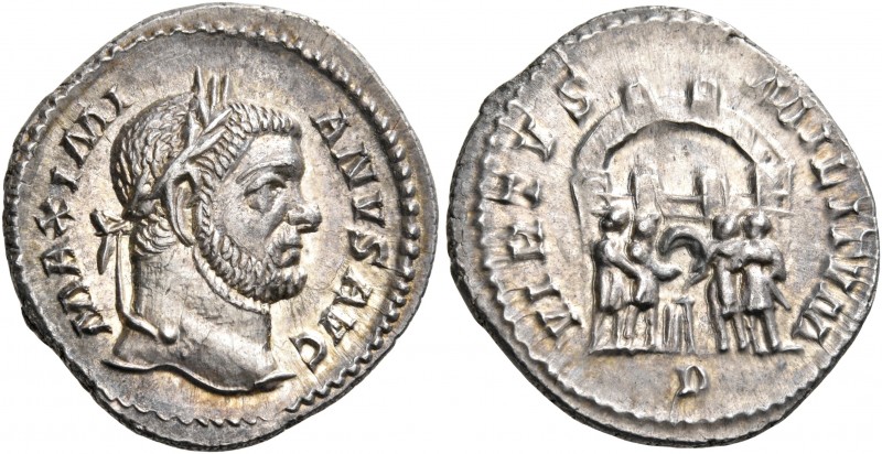 Maximianus, First reign, 286-305. Argenteus (Silver, 20.5 mm, 3.71 g, 6 h), Trev...