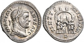 Maximianus, First reign, 286-305. Argenteus (Silver, 20.5 mm, 3.71 g, 6 h), Treveri, 295-297. MAXIMI - ANVS AVG Laureate head of Maximianus to right. ...
