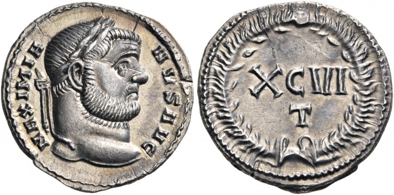 Maximianus, first reign, 286-305. Argenteus (Silver, 18 mm, 3.29 g, 12 h), Ticin...