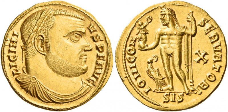 Licinius I, 308-324. Aureus (Gold, 20 mm, 5.33 g, 11 h), Siscia, 316. LICINI-VS ...