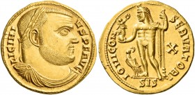 Licinius I, 308-324. Aureus (Gold, 20 mm, 5.33 g, 11 h), Siscia, 316. LICINI-VS P F AVG Laureate and draped bust of Licinius I to right. Rev. IOVI CON...