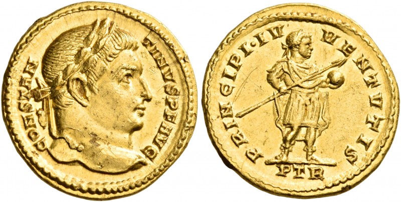 Constantine I, 307/310-337. Solidus (Gold, 18 mm, 4.53 g), Treveri (Trier), 1st ...