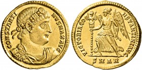 Constantine I, 307/310-337. Solidus (Gold, 21 mm, 4.39 g, 12 h), Antioch, 335-336. CONSTANTINVS MAX AVG Diademed, draped and cuirassed bust of Constan...