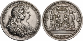 GREAT BRITAIN. William III (II) and Mary, 1689-1694. Medal (Silver, 54 mm, 23.00 g, 12 h), a cast medal on the coronation by G. Bower, 1689. GVLIELMVS...