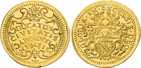 FRANCE, Provincial - Alsace. Strasbourg. none. Ducat de prestige (Gold, 23 mm, 3.49 g, 6 h), struck as a form of presentation piece in a denomination ...