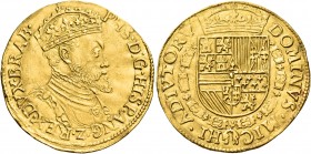 LOW COUNTRIES. Brabant. Philip II, King of Spain and Duke of Brabant , 1555-1598. Réal d'or (Gold, 28 mm, 5.28 g, 6 h), Antwerp, undated but circa 156...