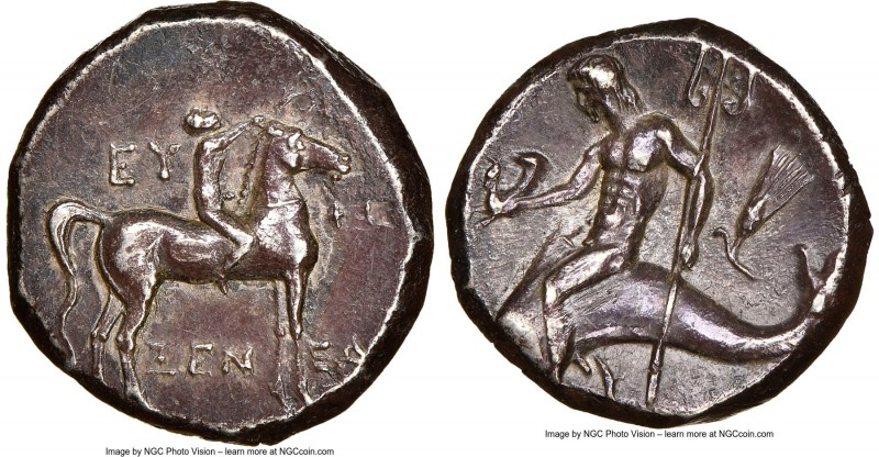 CALABRIA. Tarentum. Ca. 272-240 BC. AR stater or didrachm (18mm, 6.29 gm, 4h). N...