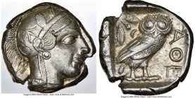 ATTICA. Athens. Ca. 440-404 BC. AR tetradrachm (24mm, 17.21 gm, 11h). NGC AU 4/5 - 4/5. Mid-mass coinage issue. Head of Athena right, wearing crested ...