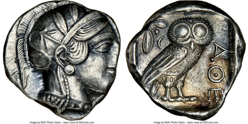 ATTICA. Athens. Ca. 440-404 BC. AR tetradrachm (22mm, 17.19 gm, 3h). NGC AU 2/5 ...