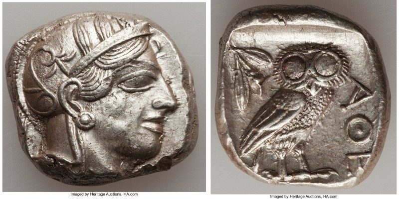ATTICA. Athens. Ca. 440-404 BC. AR tetradrachm (26mm, 17.20 gm, 9h). AU. Mid-mas...