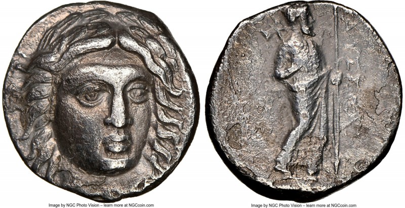 CARIAN SATRAPS. Maussollus (377-353 BC). AR drachm (14mm, 12h). NGC VF. Laureate...