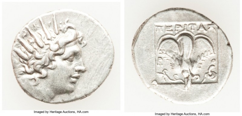 CARIAN ISLANDS. Rhodes. Ca. 88-84 BC. AR drachm (16mm, 2.64 gm, 12h). XF. Plinth...