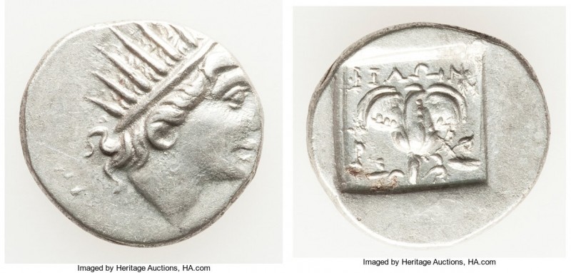 CARIAN ISLANDS. Rhodes. Ca. 88-84 BC. AR drachm (16mm, 2.68 gm, 12h). XF. Plinth...