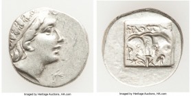 CARIAN ISLANDS. Rhodes. Ca. 88-84 BC. AR drachm (15mm, 2.64 gm, 12h). Choice VF. Plinthophoric standard, Philostratus, magistrate. Radiate head of Hel...