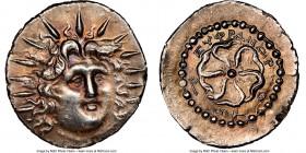 CARIAN ISLANDS. Rhodes. Ca. 84-30 BC. AR drachm (21mm, 4.07 gm, 12h). NGC Choice AU 5/5 - 3/5, edge scuff. Euphranor, magistrate. Radiate head of Heli...