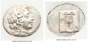 LYCIAN LEAGUE. Masicytes. Ca. 48-20 BC. AR drachm (17mm, 1.96 gm, 12h). AU. Series 1. Laureate head of Apollo right; Λ-Y below / M-A, cithara (lyre); ...