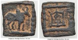 INDO-GREEK KINGDOMS. Bactria. Apollodotus II (ca. 85-65 BC). AE Indic square quarter unit (14mm, 1.41 gm, 12h). Fine. Uncertain mint in the Punjab. Ze...