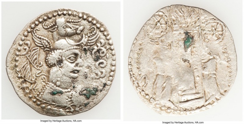 HUNNIC TRIBES. Nezak Huns. 'Nezak Malka' series. Ca. AD 630-711. AR drachm (27mm...