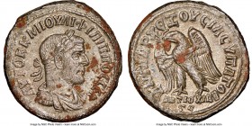 SYRIA. Antioch. Philip I (AD 244-249). BI tetradrachm (27mm, 7h). NGC AU. AD 249. AYTOK K M IOYΛI ΦIΛIΠΠOC CЄB, laureate, draped and cuirassed bust of...