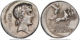 C. Vibius C. f. Pansa (ca. 90 BC). AR denarius (18mm, 7h). NGC Choice VF. Rome. PANSA, laureate head of Apollo right with flowing hair; uncertain symb...