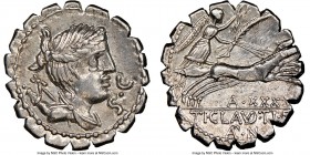 Ti. Claudius Ti.f. Ap.n. Nero (79 BC). AR serrate denarius (19mm, 7h). NGC AU. Rome. Diademed, draped bust of Diana right, bow and quiver over shoulde...