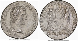 Augustus (27 BC-AD 14). AR denarius (18mm, 3.53 gm, 11h). NGC Choice AU 5/5 - 1/5. Lugdunum, 2 BC-AD 4. CAESAR AVGVSTVS-DIVI F PATER PATRIAE, laureate...