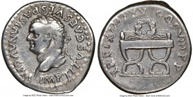 Titus (AD 79-81). AR denarius (18mm, 6h). NGC Choice Fine. Rome. AD 80. IMP TITVS CAES VESPASIAN AVG P M, laureate head of Titus left / TR P IX IMP XV...