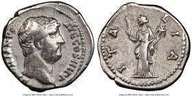 Hadrian (AD 117-138). AR denarius (18mm, 6h). NGC VF. HADRIANVS-AVG COS III P P, bare head of Hadrian right / ITA-LIA, Italia standing facing head lef...