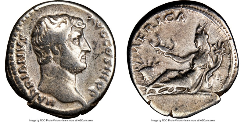 Hadrian (AD 117-138). AR denarius (18mm, 12h). NGC Choice Fine. Rome, AD 134-138...