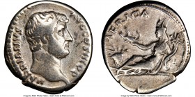 Hadrian (AD 117-138). AR denarius (18mm, 12h). NGC Choice Fine. Rome, AD 134-138. HADRIANVS-AVG COS III P P, bare head of Hadrian right, seen from beh...