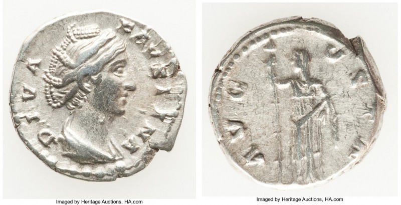 Diva Faustina Senior (died AD 140/1). AR denarius (18mm, 3.47 gm, 6h). XF. Rome,...