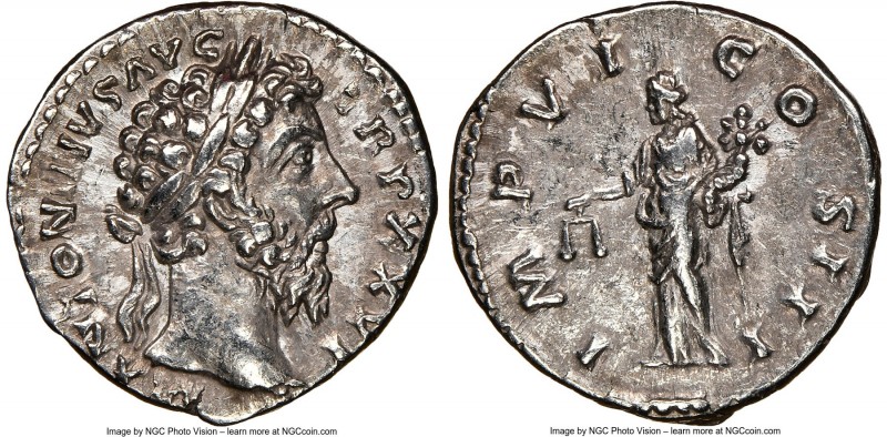 Marcus Aurelius, as Augustus (AD 161-180). AR denarius (18mm, 12h). NGC Choice X...