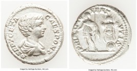 Geta, as Caesar (AD 209-211). AR denarius (19mm, 3.41 gm, 5h). Choice VF. Rome, AD 200-202. P SEPT GETA - CAES PONT, draped, cuirassed bust right, hea...