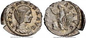Julia Maesa (AD 218-224/5). AR denarius (20mm, 2.16 gm, 11h). NGC MS 4/5 - 4/5. Rome, under Elagabalus, AD 218-220. IVLIA MAESA AVG, draped bust of Ju...