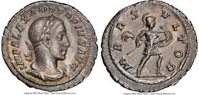Severus Alexander (AD 222-235). AR denarius (21mm, 3.10 gm, 1h). NGC Choice AU 5/5 - 4/5. Rome, AD 231-235. IMP ALEXANDER PIVS AVG, laureate, draped a...