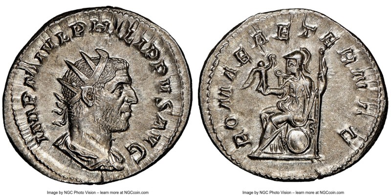 Philip I (AD 244-249). AR antoninianus (23mm, 4.11 gm, 1h). NGC MS 5/5 - 5/5. Ro...