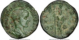 Gordian III (AD 238-244). AE sestertius (30mm, 16.68 gm, 12h). NGC MS 5/5 - 4/5. Rome, AD 241-243. IMP GORDIANVS PIVS FEL AVG, laureate, draped and cu...