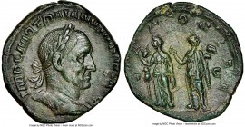 Trajan Decius (AD 249-251). AE sestertius (29mm, 16.21 gm, 1h). NGC Choice AU 4/5 - 4/5. Rome, AD 250-251. Laureate, cuirassed bust of Decius right, s...