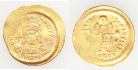 Justinian I the Great (AD 527-565). AV solidus (21mm, 4.50 gm, 5h). Choice VF, wavy flan. Constantinople, 1st officina, ca. AD 545-565. D N IVSTINI-AN...