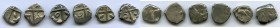 ANCIENT LOTS. Celtic. Southern Gaul. Volcae Tectosages. Ca. 200-118 BC. Lot of six (6) AR drachms. Fine. Male head left, two dolphins to left / Cross;...