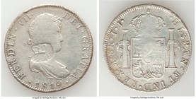 British Colony. George III/IV 6 Shilling 1 Penny ND (1819-1821) XF (Cleaned), KM2. 38.9mm. 26.89gm. Crowned "GR" countermark on Mexico Ferdinand VII 8...