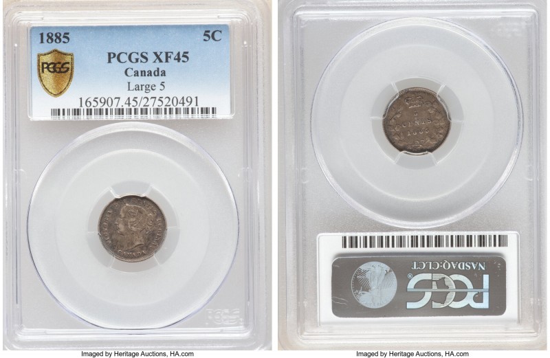 Victoria "Large 5" 5 Cents 1885 XF45 PCGS, London mint, KM2.

HID09801242017
...