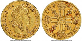 Louis XIII gold 1/2 Louis d'Or 1642-A AU Details (Edge Filing) NGC, Paris mint, KM125. Long curl, star after legend variety. 

HID09801242017

© 2...