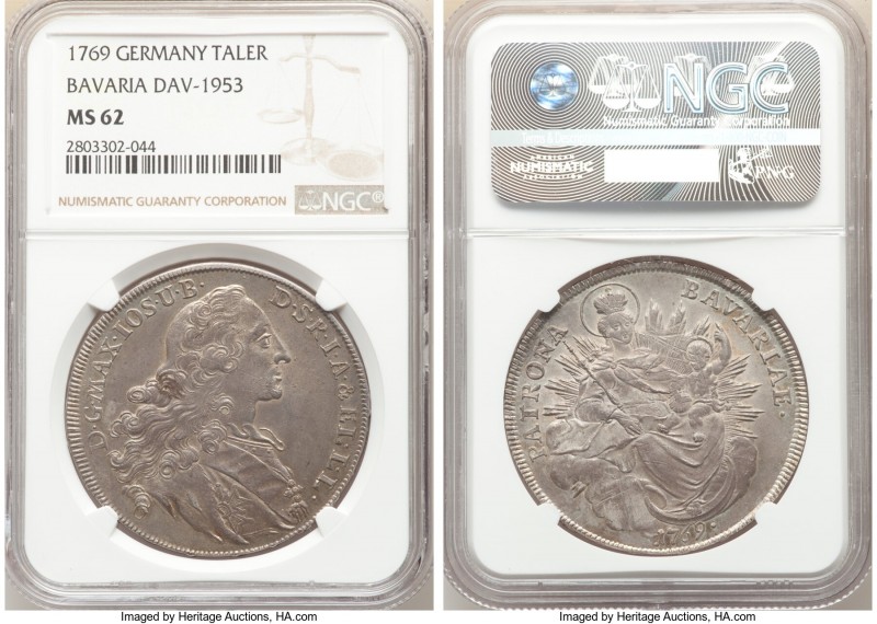 Bavaria. Maximilian III Joseph Taler 1769 MS62 NGC, Munich mint, KM519.1, Dav-19...