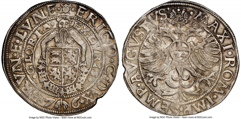 Brunswick-Calenberg. Eric the Younger Taler 1576 AU53 NGC, Dav-9005. With the na...