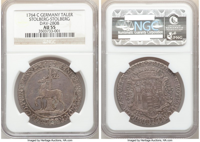 Stolberg-Stolberg. Friedrich Botho & Karl Ludwig Taler 1764-C AU55 NGC, Stolberg...