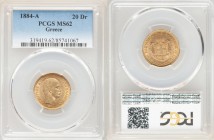 George I gold 20 Drachmai 1884-A MS62 PCGS, Paris mint, KM56. One year type. AGW 0.1867 oz. 

HID09801242017

© 2020 Heritage Auctions | All Right...