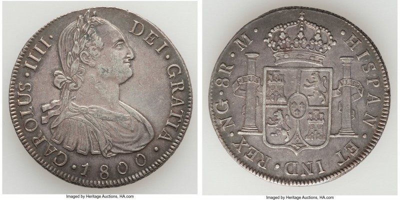 Charles IV 8 Reales 1800 NG-M XF, KM53. Fully struck and draped in old cabinet t...