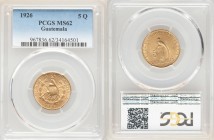Republic gold 5 Quetzales 1926-(P) MS62 PCGS, Philadelphia mint, KM244. One year type. AGW 0.2419 oz. 

HID09801242017

© 2020 Heritage Auctions |...